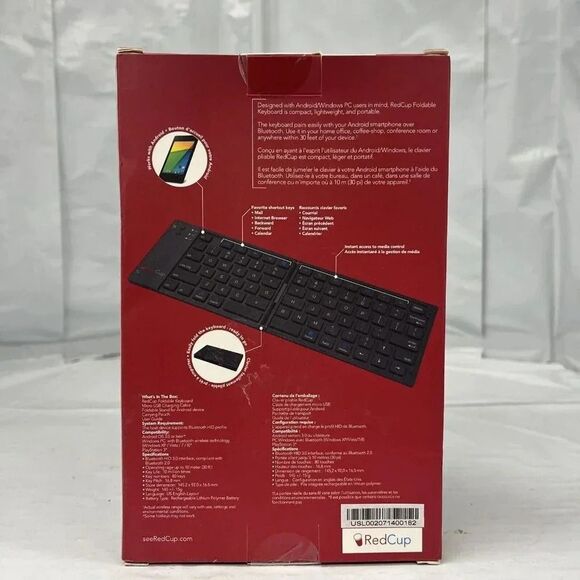 RedCup A0002 Black Rechargeable Portable Bluetooth Foldable Keyboard PB16 - Picture 5 of 5